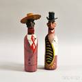 Two Handpainted Figural Bottles