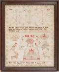 Silk on linen sampler dated 1838