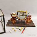 Cased Painted Wood Carriage Model