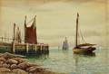 William Paskell Massachusetts 18661951 Harbor Scene with Boats