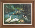 Oil on canvas landscape with ducks