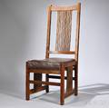 Arts and Craftsstyle Oak Side Chair 20th century with spindle back ht 46 in