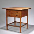 Pine and Oak Twodrawer Table early 19th century the square top with slightly bowed edges on a case with two drawers joining square c