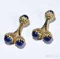 18kt Gold and Lapis Cuff Links each with lapis cabochons 109 dwt