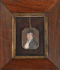 Miniature watercolor on ivory portrait early 19th c