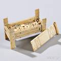 Small Carved Whalebone Slidelid Dominoes Box
