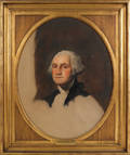 Oil on canvas portrait of George Washington after Gilbert Stuart 19th c