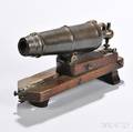Miniature Cast Bronze Carronade on Wood Bed
