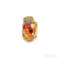 18kt Gold Gemset Owl Brooch