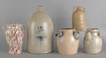 Two stoneware batter jugs
