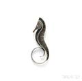 Sterling Silver Sea Horse Brooch Paul Lobel