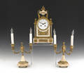 French ormolu and marble threepiece clock garniture