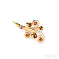 Retro 14kt Bicolor Gold Citrine Ruby and Diamond Brooch