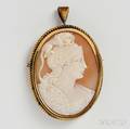 Antique 14kt Gold and Shell Cameo PendantBrooch