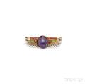 Antique Egyptian Revival Gold Amethyst Scarab and Enamel Brooch