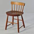 Shaker Brownstained Pine and Maple Lowback Dining Chair