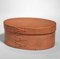 Shaker Redpainted Pine and Maple Covered Oval Box