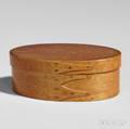 Shaker Orangestained Covered Pine and Birch Oval Box