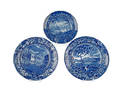 Three historical blue Staffordshire plates 19th c