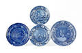Three blue Staffordshire Dr Syntax plates 19th c