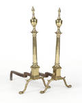 Pair of Philadelphia Chippendale brass andirons ca 1770