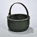 Greenpainted Woven Splint Swing Handle Basket