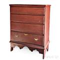 Redpainted Blanket Chest over Drawer