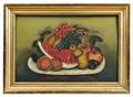 American School 19th Century Still Life of Fruit on Marble Table