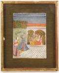 18th C Rajput Miniature Painting of Courtly Scene