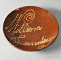 Large Redware Plate with Yellow Slip Inscription William Lunday
