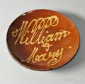 Large Redware Plate with Yellow Slip Inscription William  Mary