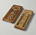 Two Carved Motherofpearl and Hardwoodinlaid Cribbage Boards