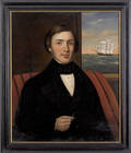 American oil on canvas portrait of a ship captain ca 1830