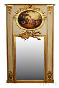 French Carved and Painted Trumeau Mirror