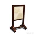 Late Classical Mahogany Veneer Silkupholstered Firescreen