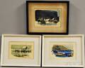 J Thurston Marshall American 19081982 Three Framed Watercolor and Ink Drawings