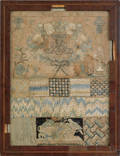 Silk on linen darning sampler 18th c