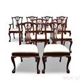 Set of Eight Chippendalestyle Carved mahogany Dining Chairs