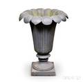 Greenpainted Cast Iron Floriform Garden Urn