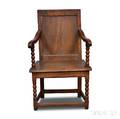 Turned and Carved Oak Wainscot Armchair