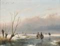 Andreas Schelfhout Dutch 17871870 Winter Landscape with Skaters on the Ice