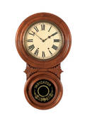 Indicator walnut wall clock Provenance Property of a Michigan collection