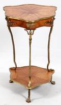 FRENCH STYLE BRASS  SATINWOOD OCCASIONAL TABLE
