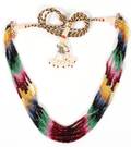 NATURAL RUBY EMERALD AND SAPPHIRE STRAND NECKLACE