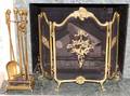 FRENCH STYLE BRASS FIRE SCREEN  TOOLS