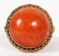 14KT YELLOW GOLD  CORAL RING EARLY 20TH C