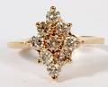 14KT YELLOW GOLD AND DIAMOND CLUSTER RING