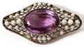 PLATINUM AMETHYST SEED PEARL  DIAMOND BROOCH