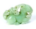 Chinese carved jade figure of two boys on a goat