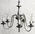 WHITE METAL SIXLIGHT CHANDELIER